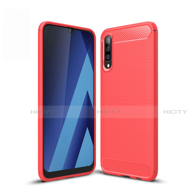 Silikon Hülle Handyhülle Gummi Schutzhülle Tasche Line für Samsung Galaxy A50 Rot