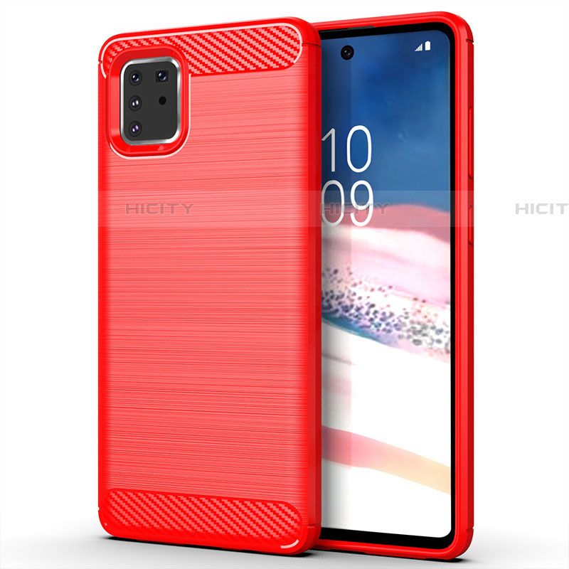 Silikon Hülle Handyhülle Gummi Schutzhülle Tasche Line für Samsung Galaxy M60s Rot Plus