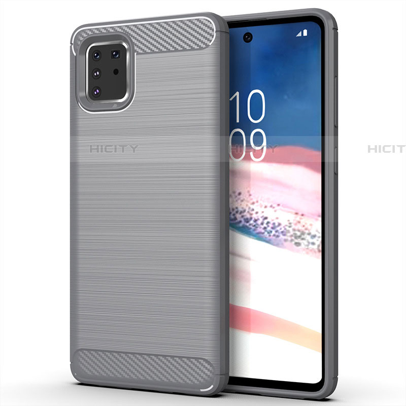 Silikon Hülle Handyhülle Gummi Schutzhülle Tasche Line für Samsung Galaxy Note 10 Lite Grau