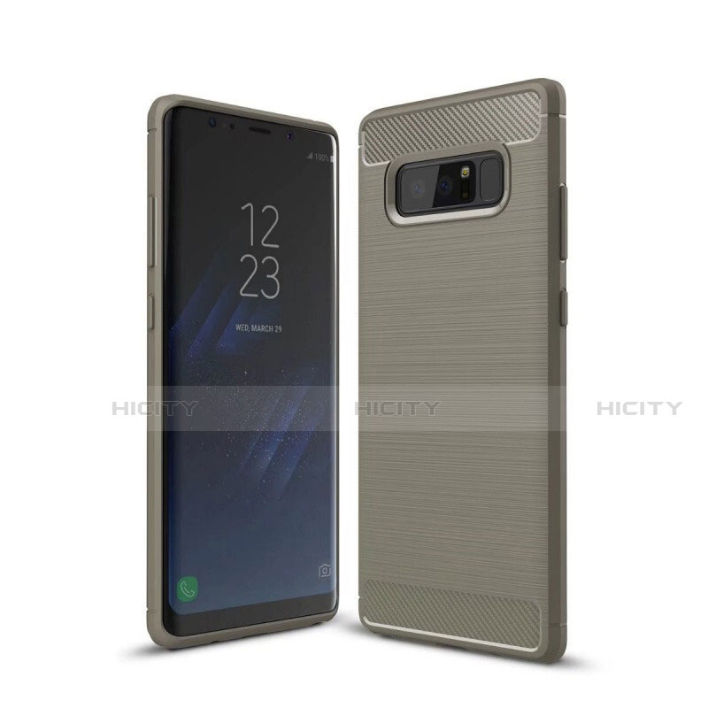 Silikon Hülle Handyhülle Gummi Schutzhülle Tasche Line für Samsung Galaxy Note 8 Duos N950F Grau