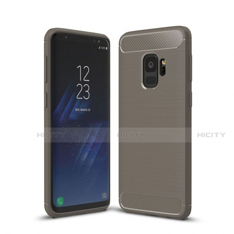 Silikon Hülle Handyhülle Gummi Schutzhülle Tasche Line für Samsung Galaxy S9 Grau