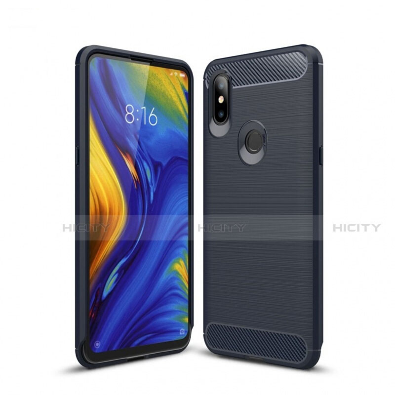 Silikon Hülle Handyhülle Gummi Schutzhülle Tasche Line für Xiaomi Mi Mix 3 Blau