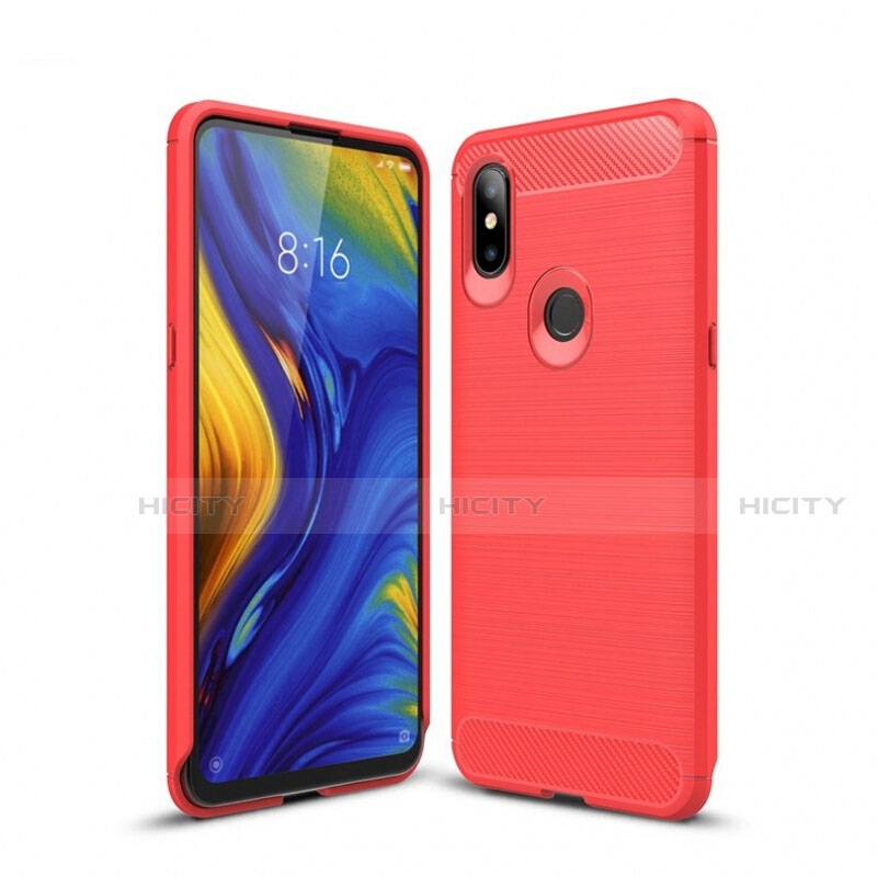 Silikon Hülle Handyhülle Gummi Schutzhülle Tasche Line für Xiaomi Mi Mix 3 Rot