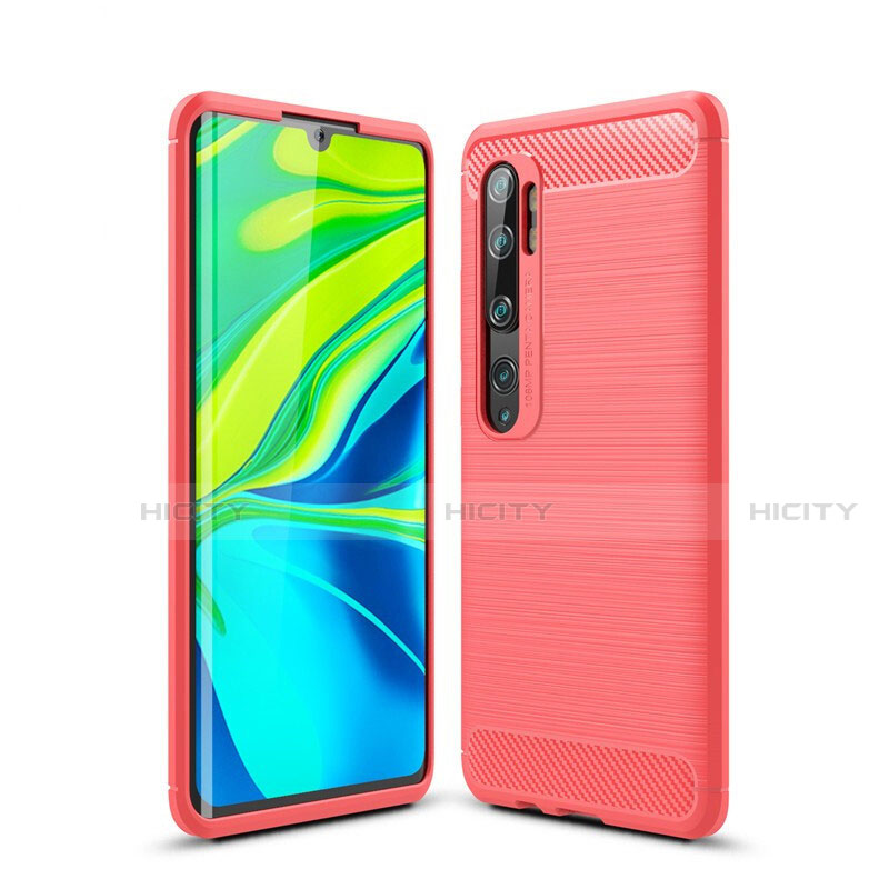 Silikon Hülle Handyhülle Gummi Schutzhülle Tasche Line für Xiaomi Mi Note 10 Pro Rot