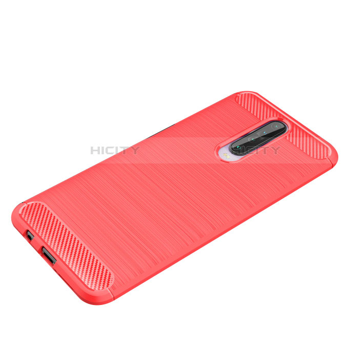 Silikon Hülle Handyhülle Gummi Schutzhülle Tasche Line für Xiaomi Poco X2 Rot