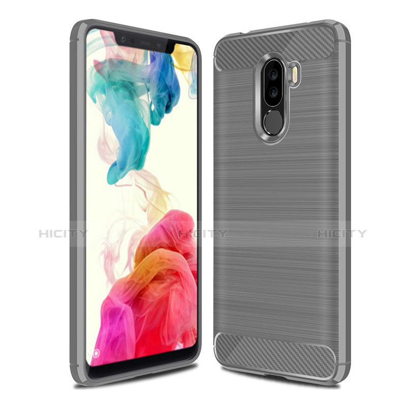 Silikon Hülle Handyhülle Gummi Schutzhülle Tasche Line für Xiaomi Pocophone F1 Grau