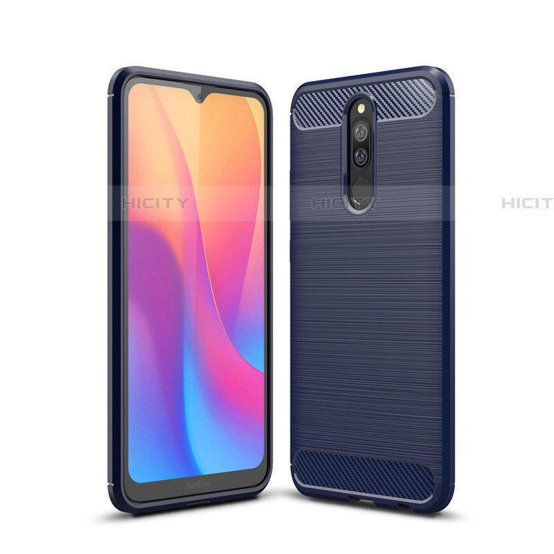 Silikon Hülle Handyhülle Gummi Schutzhülle Tasche Line für Xiaomi Redmi 8 Blau