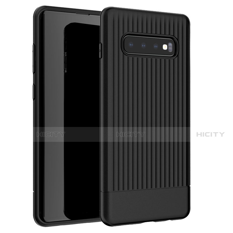 Silikon Hülle Handyhülle Gummi Schutzhülle Tasche Line L01 für Samsung Galaxy S10