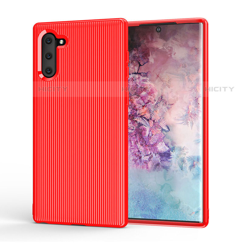 Silikon Hülle Handyhülle Gummi Schutzhülle Tasche Line S01 für Samsung Galaxy Note 10 5G Rot