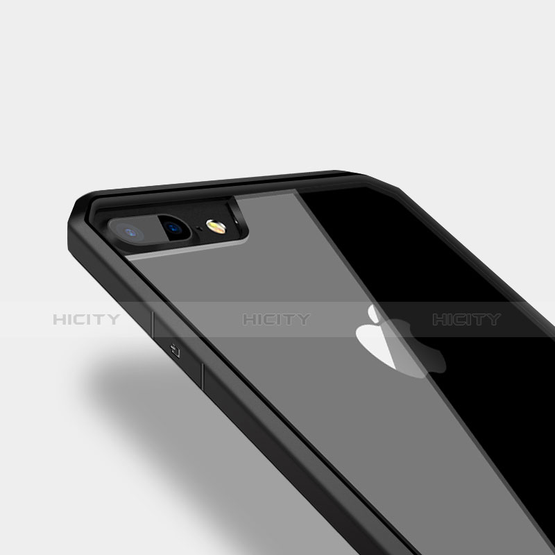 Silikon Hülle Handyhülle Rahmen Schutzhülle Durchsichtig Transparent für Apple iPhone 7 Plus Schwarz groß