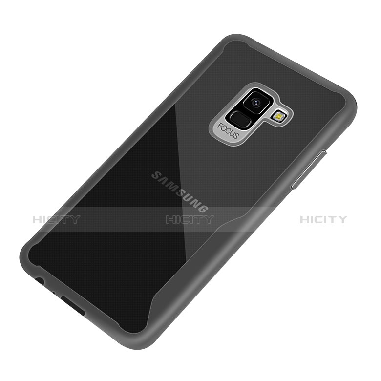 Silikon Hülle Handyhülle Rahmen Schutzhülle Durchsichtig Transparent für Samsung Galaxy A8+ A8 Plus (2018) A730F Schwarz