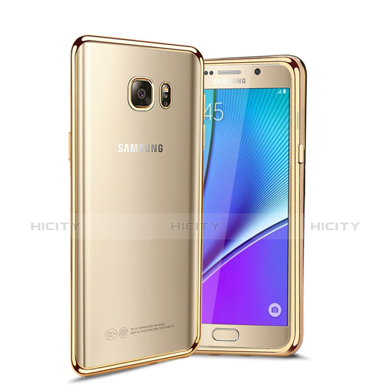 Silikon Hülle Handyhülle Rahmen Schutzhülle Durchsichtig Transparent für Samsung Galaxy Note 5 N9200 N920 N920F Gold