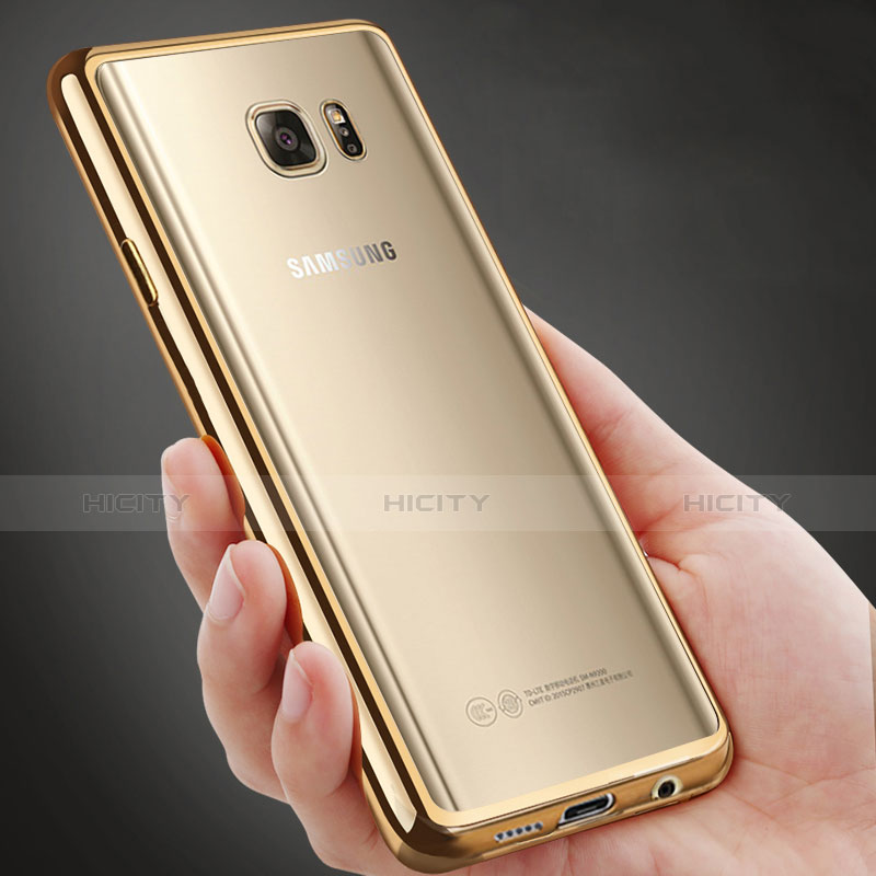 Silikon Hülle Handyhülle Rahmen Schutzhülle Durchsichtig Transparent für Samsung Galaxy Note 5 N9200 N920 N920F Gold