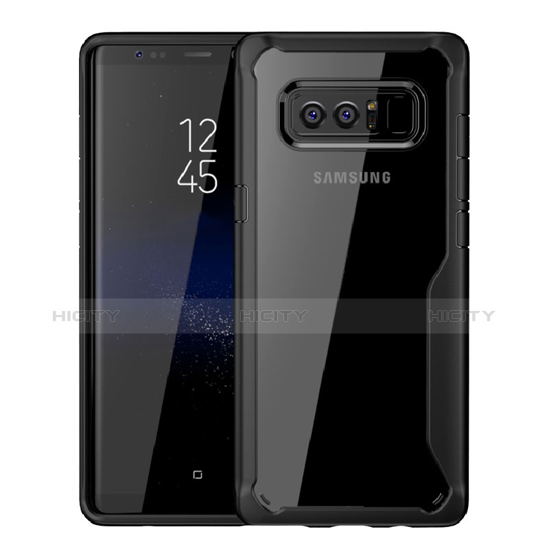 Silikon Hülle Handyhülle Rahmen Schutzhülle Durchsichtig Transparent für Samsung Galaxy Note 8 Schwarz groß