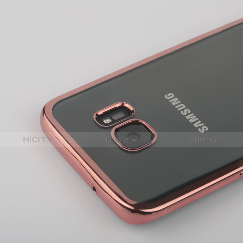 Silikon Hülle Handyhülle Rahmen Schutzhülle Durchsichtig Transparent für Samsung Galaxy S7 Edge G935F Rosegold