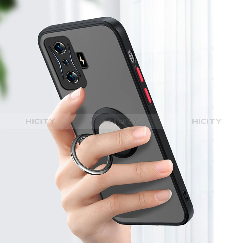 Silikon Hülle Handyhülle Rahmen Schutzhülle Durchsichtig Transparent Ganzkörper mit Magnetisch Fingerring Ständer T01 für Xiaomi Poco F4 GT 5G