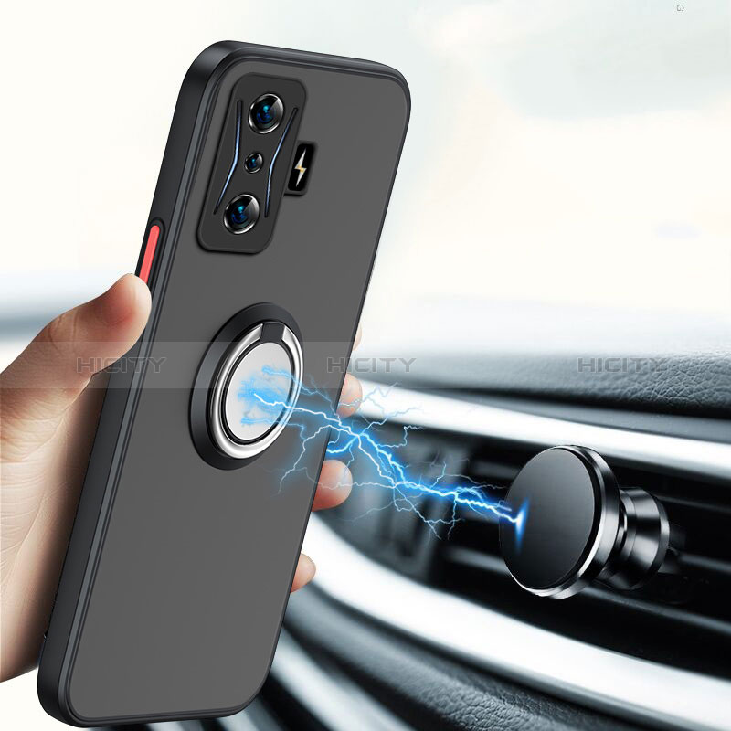 Silikon Hülle Handyhülle Rahmen Schutzhülle Durchsichtig Transparent Ganzkörper mit Magnetisch Fingerring Ständer T01 für Xiaomi Redmi K50 Gaming 5G