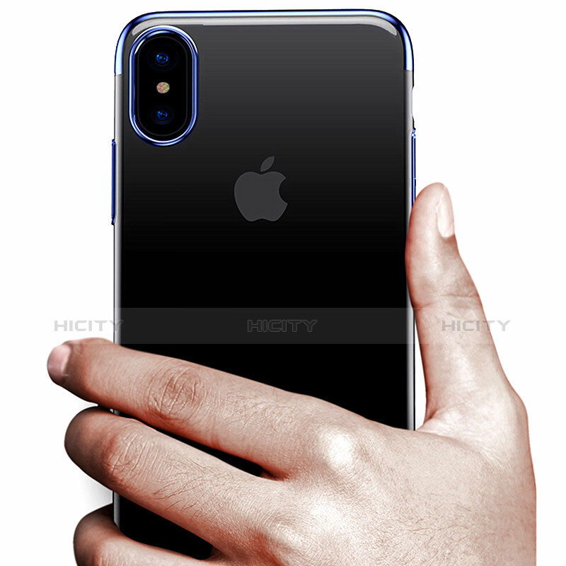 Silikon Hülle Handyhülle Rahmen Schutzhülle Durchsichtig Transparent Matt für Apple iPhone X Blau