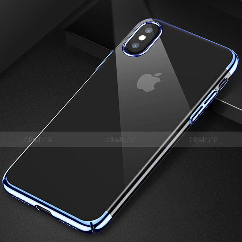 Silikon Hülle Handyhülle Rahmen Schutzhülle Durchsichtig Transparent Matt für Apple iPhone X Blau