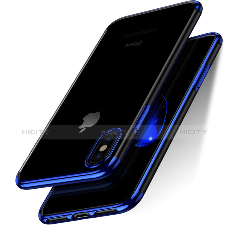 Silikon Hülle Handyhülle Rahmen Schutzhülle Durchsichtig Transparent Matt für Apple iPhone Xs Max Blau