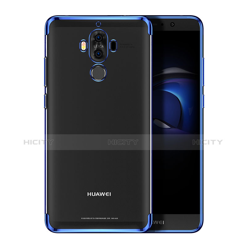 Silikon Hülle Handyhülle Rahmen Schutzhülle Durchsichtig Transparent Matt für Huawei Mate 9 Blau Plus