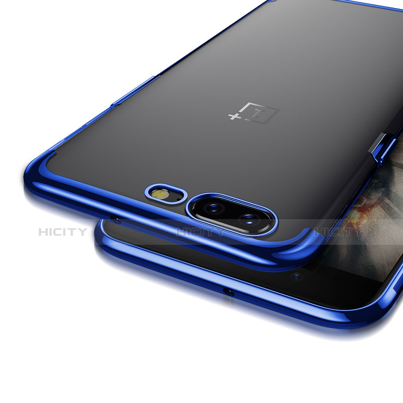 Silikon Hülle Handyhülle Rahmen Schutzhülle Durchsichtig Transparent Matt für OnePlus 5 Blau