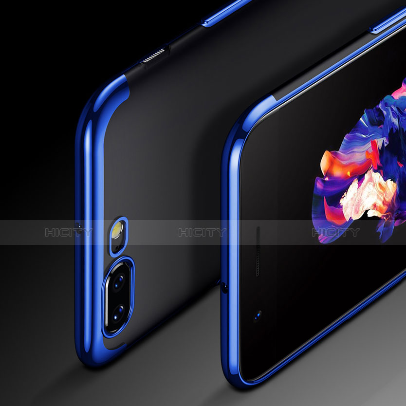 Silikon Hülle Handyhülle Rahmen Schutzhülle Durchsichtig Transparent Matt für OnePlus 5 Blau