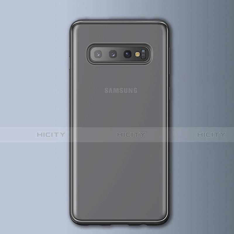 Silikon Hülle Handyhülle Rahmen Schutzhülle Durchsichtig Transparent Matt für Samsung Galaxy S10 5G Schwarz groß