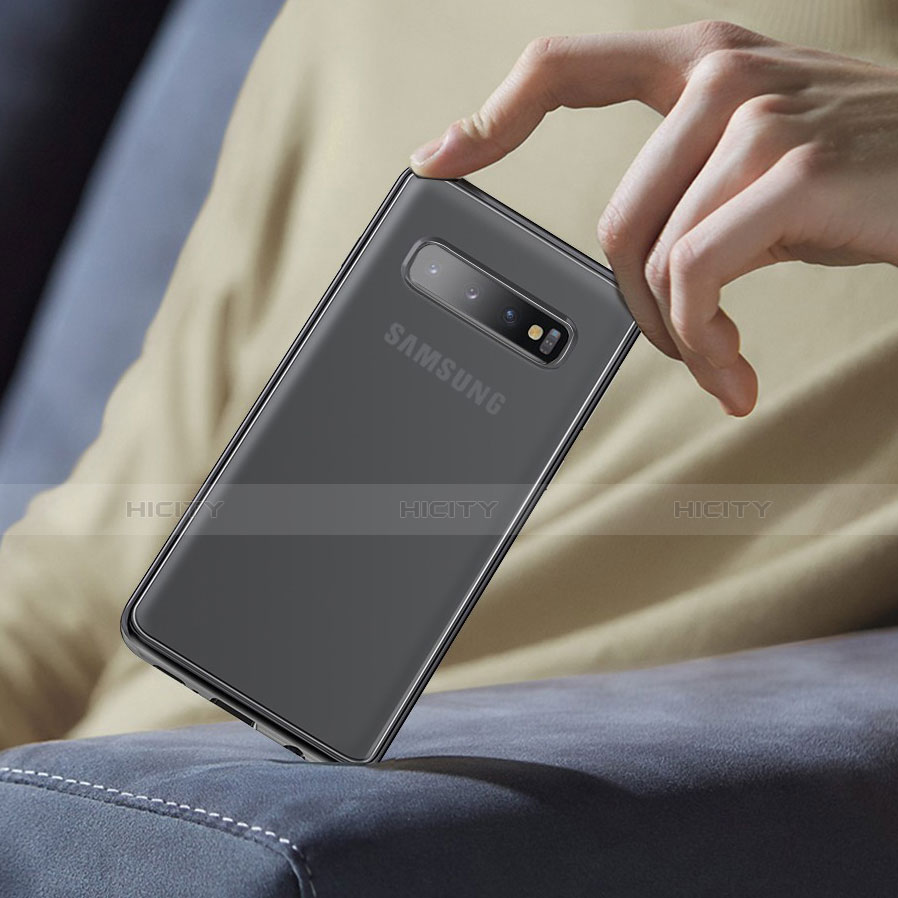 Silikon Hülle Handyhülle Rahmen Schutzhülle Durchsichtig Transparent Matt für Samsung Galaxy S10 5G Schwarz groß