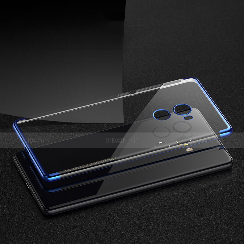 Silikon Hülle Handyhülle Rahmen Schutzhülle Durchsichtig Transparent Matt für Xiaomi Mi Mix Evo Blau groß