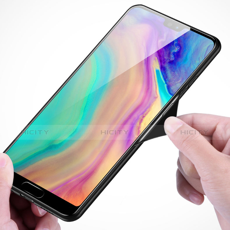 Silikon Hülle Handyhülle Rahmen Schutzhülle Durchsichtig Transparent Spiegel 360 Grad für Huawei P20 Pro Schwarz groß