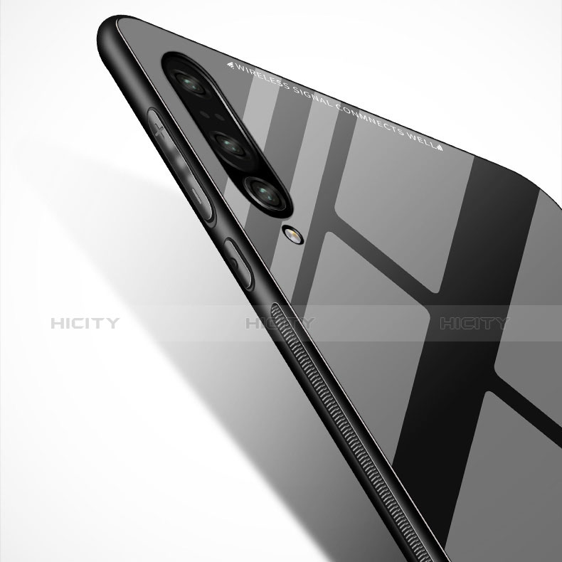 Silikon Hülle Handyhülle Rahmen Schutzhülle Durchsichtig Transparent Spiegel 360 Grad für Huawei P20 Pro Schwarz groß