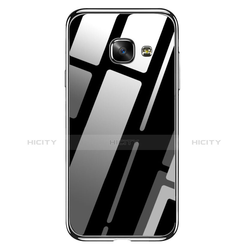 Silikon Hülle Handyhülle Rahmen Schutzhülle Durchsichtig Transparent Spiegel 360 Grad für Samsung Galaxy A9 Pro (2016) SM-A9100 Schwarz