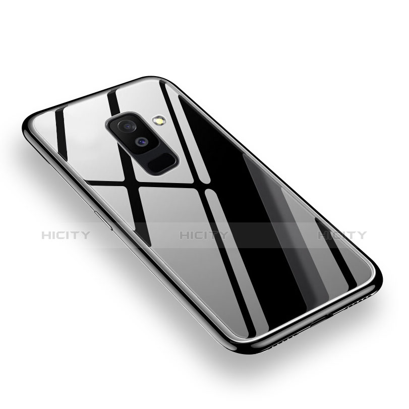 Silikon Hülle Handyhülle Rahmen Schutzhülle Durchsichtig Transparent Spiegel 360 Grad für Samsung Galaxy A9 Star Lite Schwarz