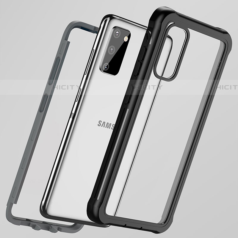 Silikon Hülle Handyhülle Rahmen Schutzhülle Durchsichtig Transparent Spiegel 360 Grad für Samsung Galaxy S20 5G Schwarz