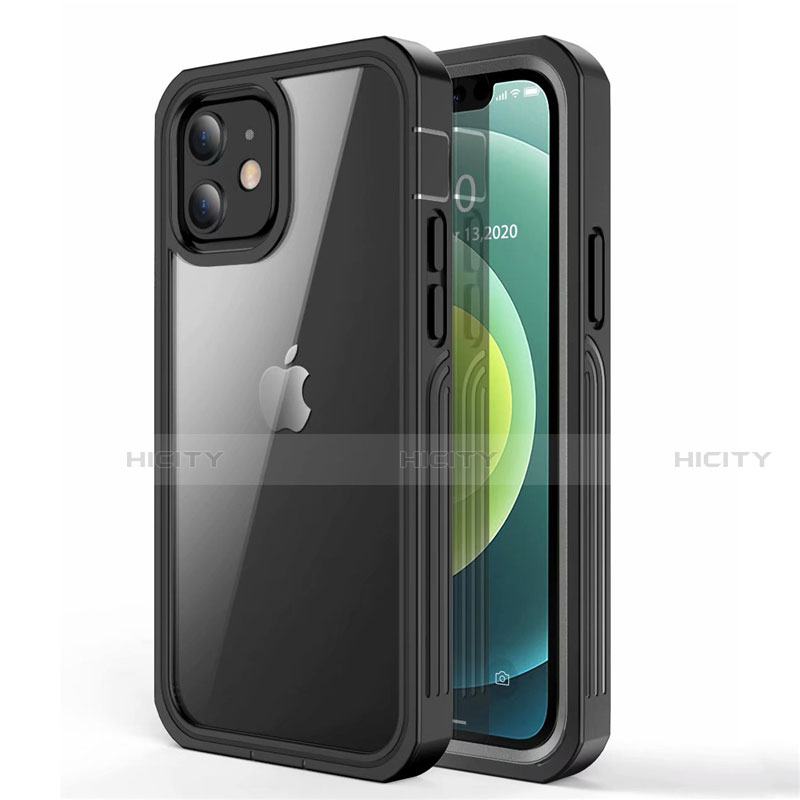 Silikon Hülle Handyhülle Rahmen Schutzhülle Durchsichtig Transparent Spiegel 360 Grad Ganzkörper für Apple iPhone 12 Mini Schwarz