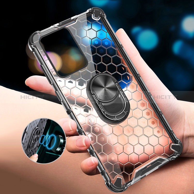 Silikon Hülle Handyhülle Rahmen Schutzhülle Durchsichtig Transparent Spiegel 360 Grad Ganzkörper mit Magnetisch Fingerring Ständer AM1 für Realme 9 Pro 5G