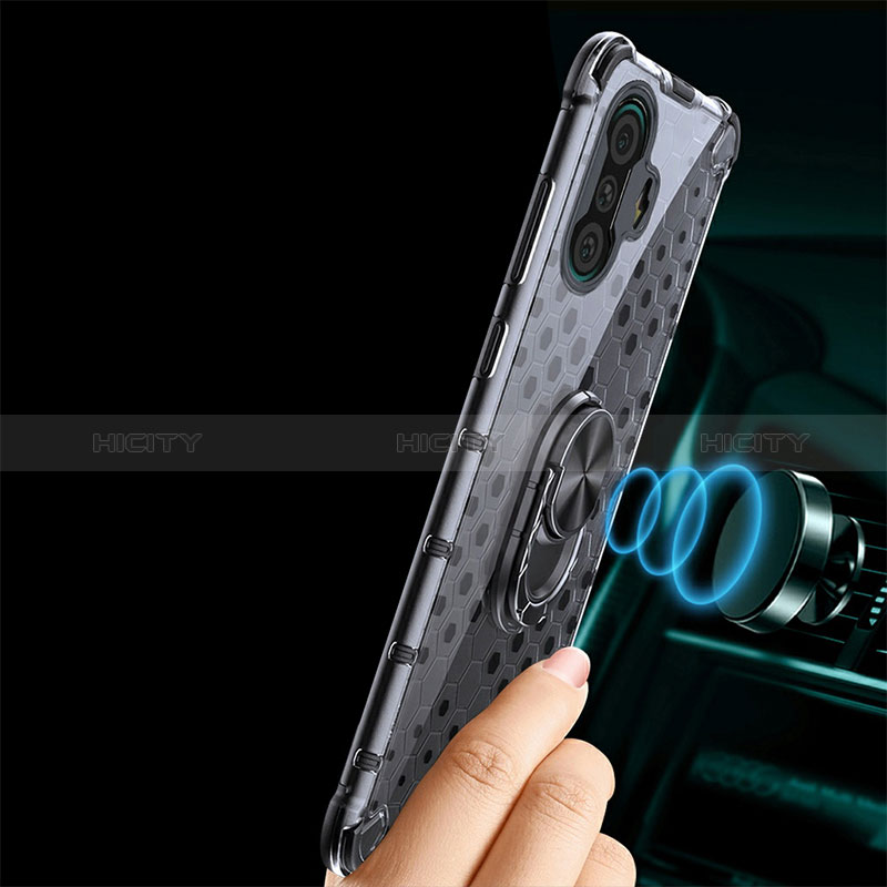 Silikon Hülle Handyhülle Rahmen Schutzhülle Durchsichtig Transparent Spiegel 360 Grad Ganzkörper mit Magnetisch Fingerring Ständer AM1 für Xiaomi Redmi K40 Gaming 5G