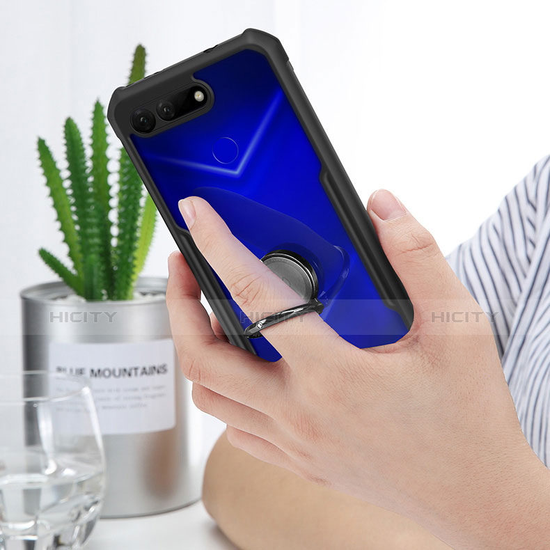 Silikon Hülle Handyhülle Rahmen Schutzhülle Durchsichtig Transparent Spiegel 360 Grad mit Magnetisch Fingerring Ständer für Huawei Honor V20