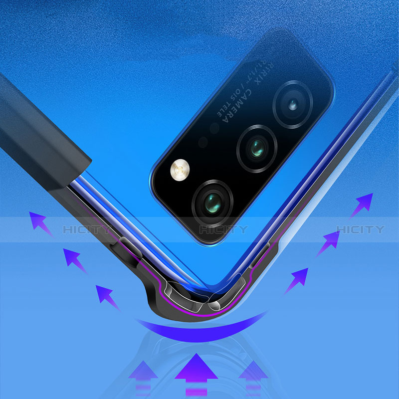 Silikon Hülle Handyhülle Rahmen Schutzhülle Durchsichtig Transparent Spiegel 360 Grad mit Magnetisch Fingerring Ständer für Huawei Honor V30 5G