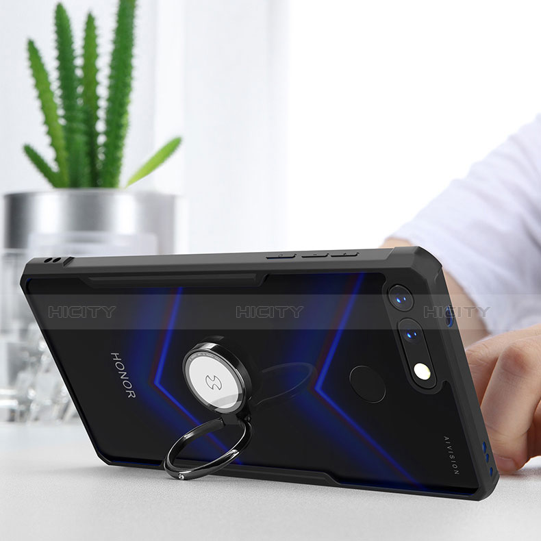 Silikon Hülle Handyhülle Rahmen Schutzhülle Durchsichtig Transparent Spiegel 360 Grad mit Magnetisch Fingerring Ständer für Huawei Honor View 20