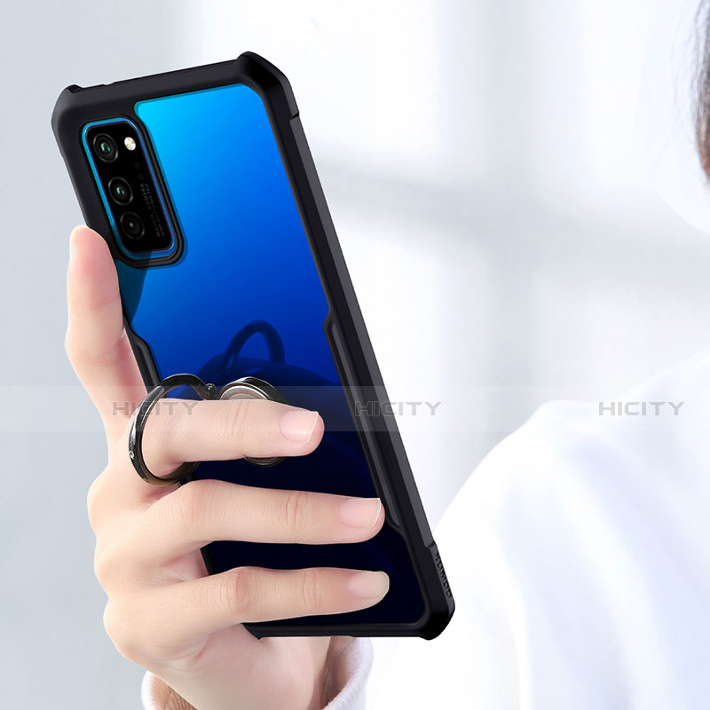 Silikon Hülle Handyhülle Rahmen Schutzhülle Durchsichtig Transparent Spiegel 360 Grad mit Magnetisch Fingerring Ständer für Huawei Honor View 30 Pro 5G