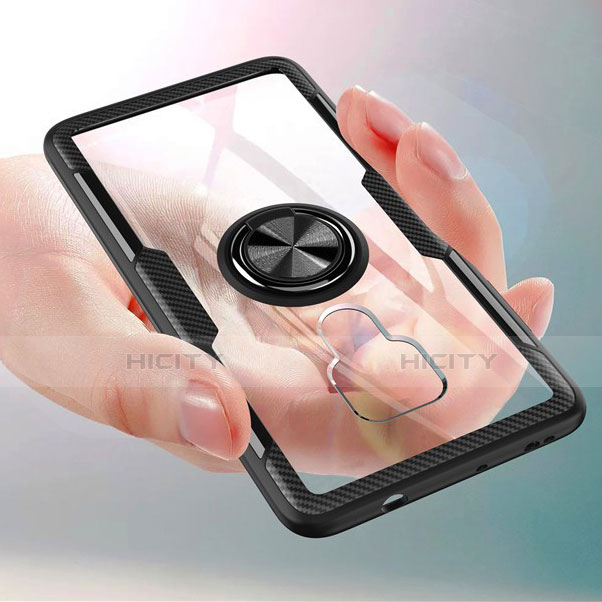 Silikon Hülle Handyhülle Rahmen Schutzhülle Durchsichtig Transparent Spiegel 360 Grad mit Magnetisch Fingerring Ständer für Huawei Mate 20 groß