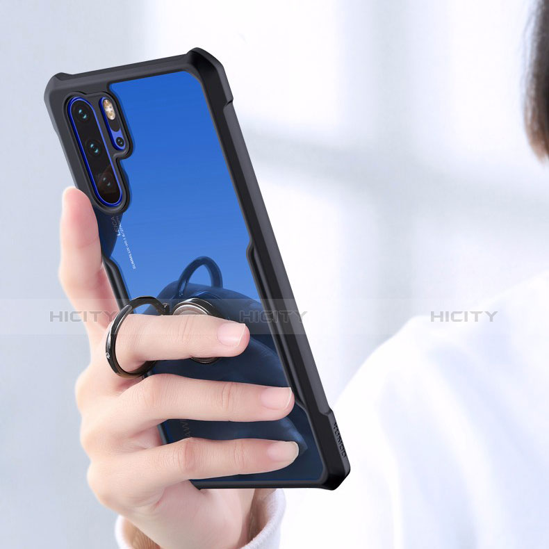 Silikon Hülle Handyhülle Rahmen Schutzhülle Durchsichtig Transparent Spiegel 360 Grad mit Magnetisch Fingerring Ständer für Huawei P30 Pro New Edition