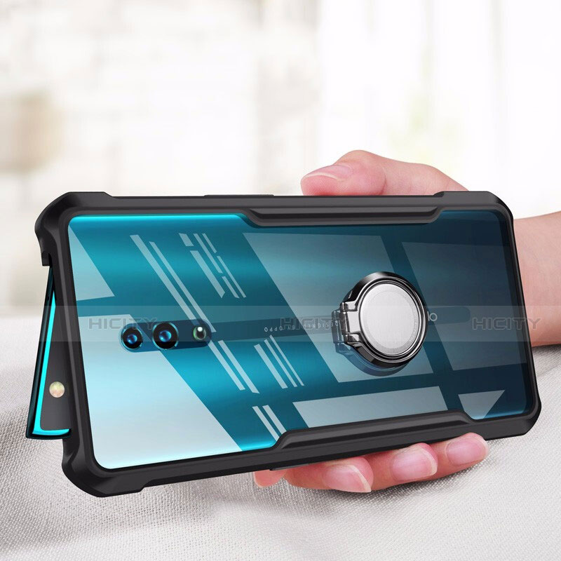 Silikon Hülle Handyhülle Rahmen Schutzhülle Durchsichtig Transparent Spiegel 360 Grad mit Magnetisch Fingerring Ständer für Oppo Reno