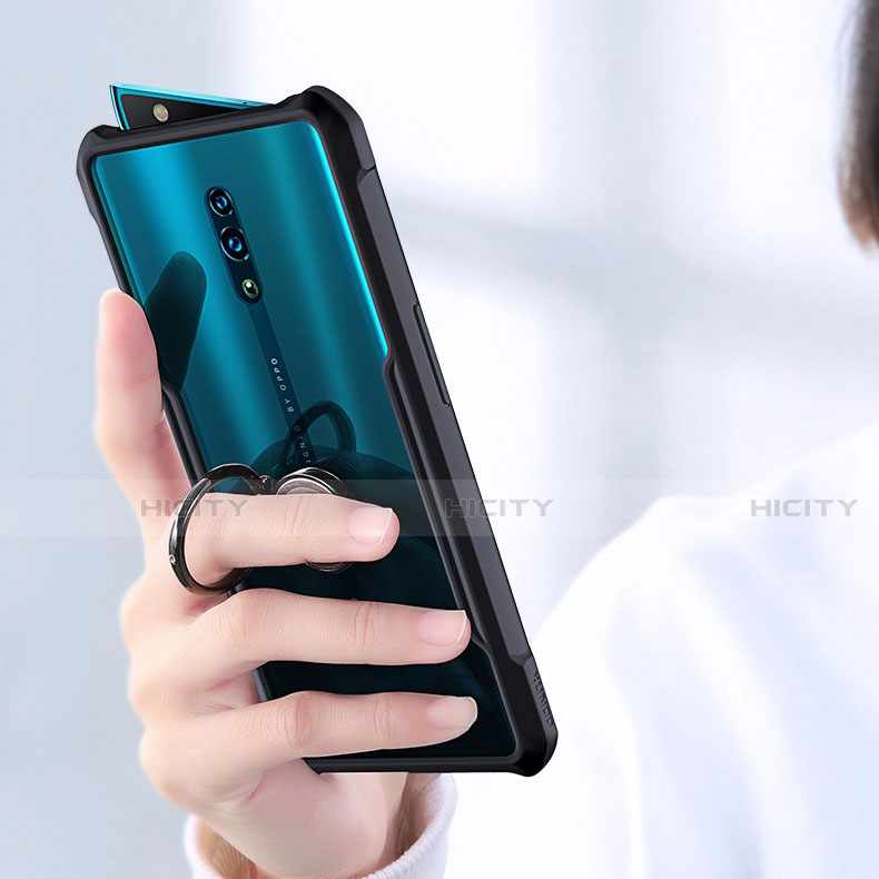 Silikon Hülle Handyhülle Rahmen Schutzhülle Durchsichtig Transparent Spiegel 360 Grad mit Magnetisch Fingerring Ständer für Oppo Reno