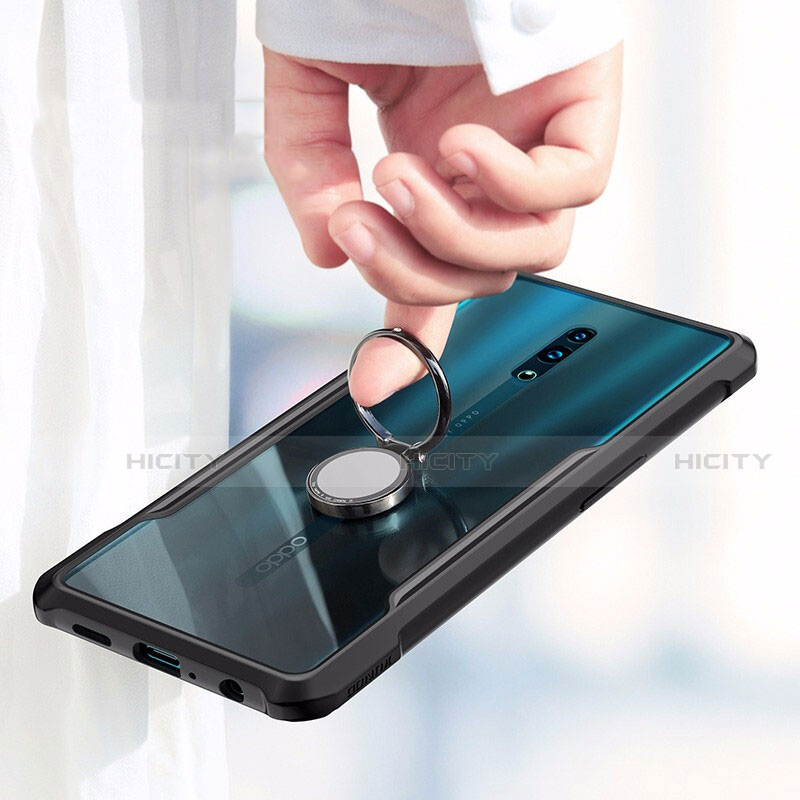 Silikon Hülle Handyhülle Rahmen Schutzhülle Durchsichtig Transparent Spiegel 360 Grad mit Magnetisch Fingerring Ständer für Oppo Reno