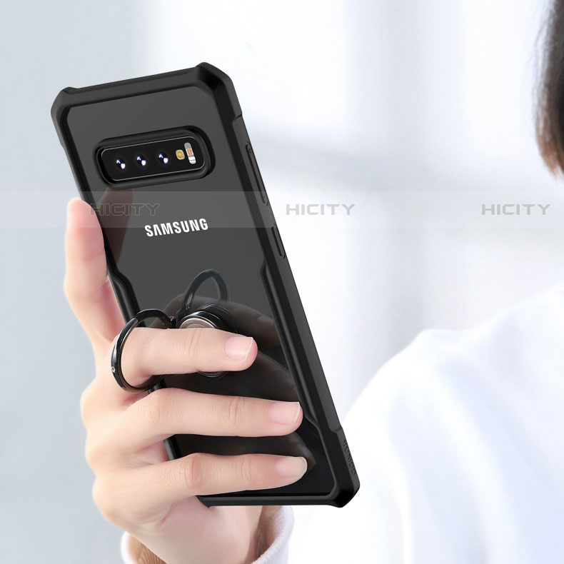 Silikon Hülle Handyhülle Rahmen Schutzhülle Durchsichtig Transparent Spiegel 360 Grad mit Magnetisch Fingerring Ständer für Samsung Galaxy S10 5G groß