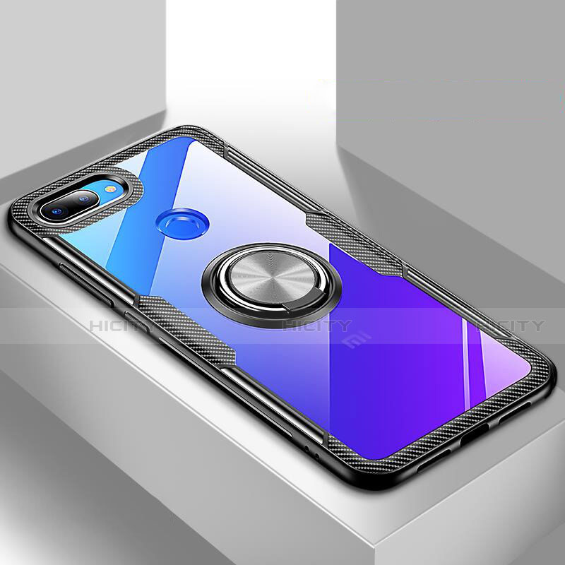 Silikon Hülle Handyhülle Rahmen Schutzhülle Durchsichtig Transparent Spiegel 360 Grad mit Magnetisch Fingerring Ständer für Xiaomi Mi 8 Lite