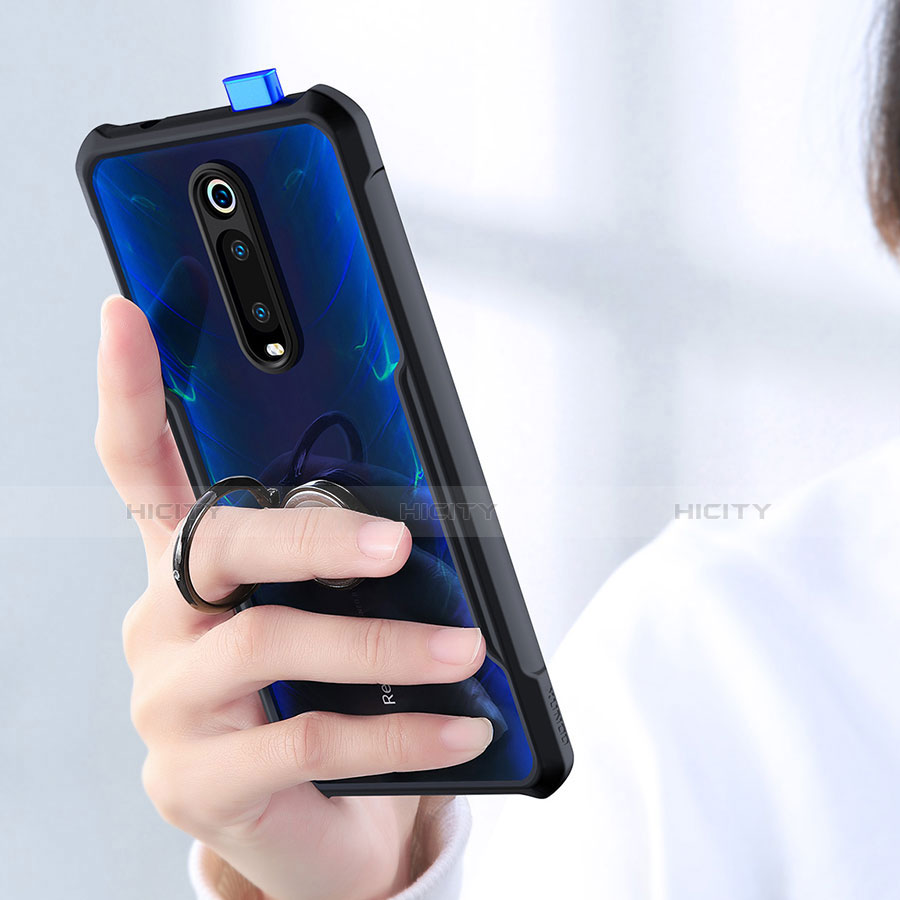 Silikon Hülle Handyhülle Rahmen Schutzhülle Durchsichtig Transparent Spiegel 360 Grad mit Magnetisch Fingerring Ständer für Xiaomi Mi 9T Pro